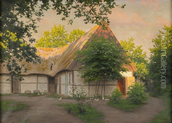 Sommarlandskap Med Skanegard Oil Painting - Johan Fredrik Krouthen