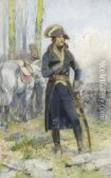 Edouard . Ecole Francaise. <le General Bonaparte Et Ses Troupes> Oil Painting - Jean Baptiste Edouard Detaille