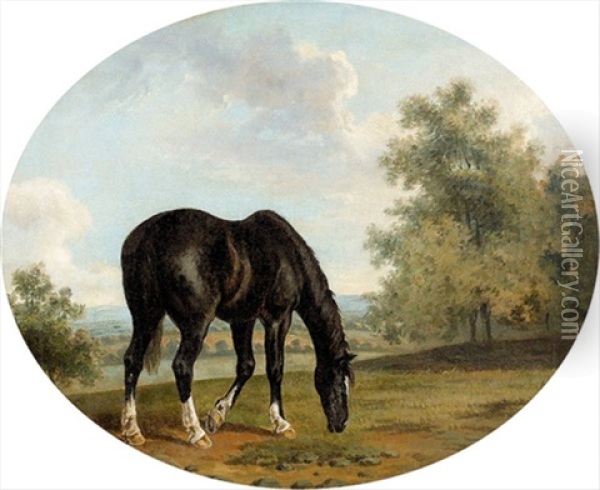 Black Hunter In A Landscape Oil Painting - Thomas Gooch