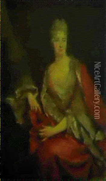 Portrait Presume D'ursule De Saulx-tavannes, Marquise Des   Pres Oil Painting - Nicolas de Largilliere