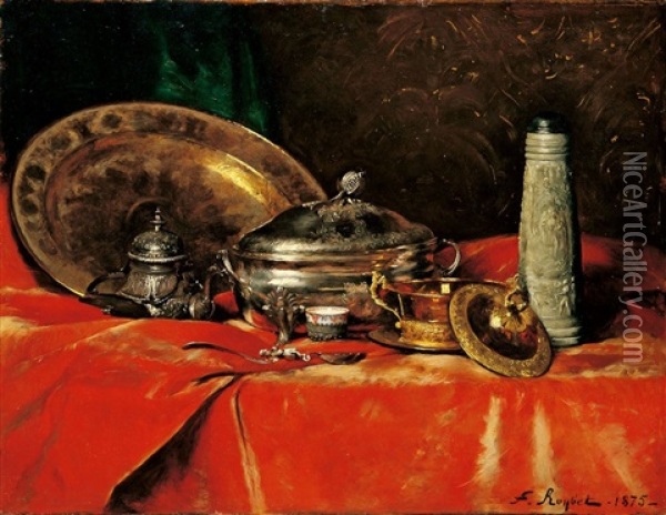 Grosses Stillleben Mit Silber- Und Goldgeschirr Oil Painting - Ferdinand Victor Leon Roybet
