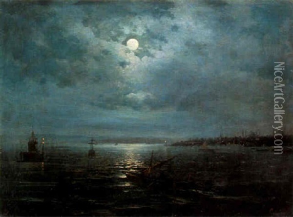 La Corne D'or Au Clair De Lune Oil Painting - Mo Givanian