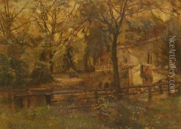Great Blakenham Near Ipswich 
Old Mill Oil Painting - Walter Daniel Batley