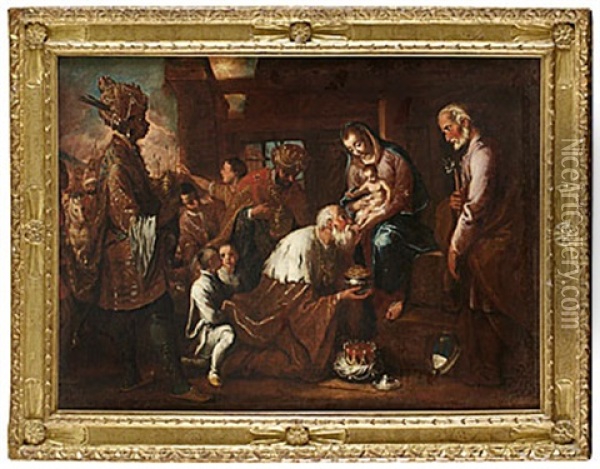 Konungarnas Tillbedjan Oil Painting - Jacopo dal Ponte Bassano