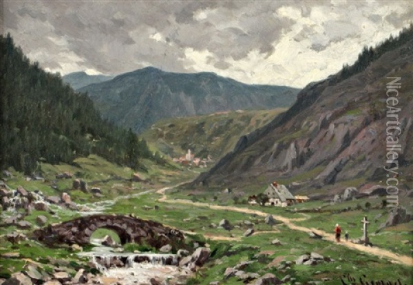 Paysage De Montagne Oil Painting - Charles-Jean Georget