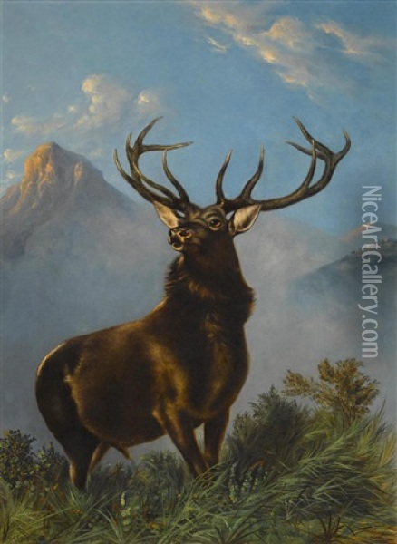 Royal Elk Oil Painting - Gideon Jacques Denny