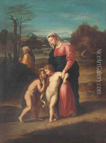 The Holy Family in a landscape Oil Painting - Raphael