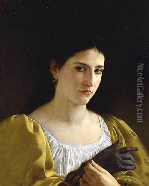 Woman and Glove 1870 Oil Painting - William-Adolphe Bouguereau