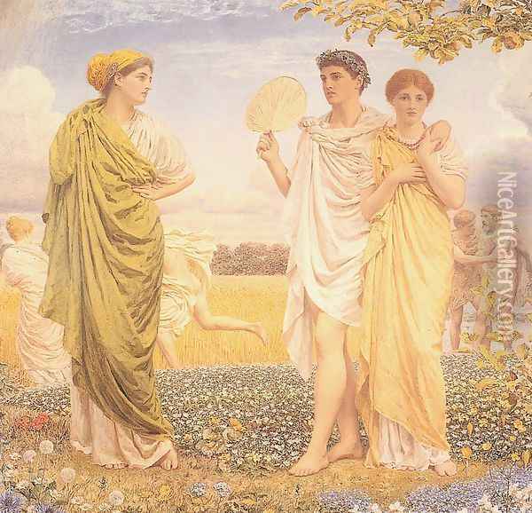 The Loves Of The Winds And The Seasons Oil Painting - Albert Joseph Moore