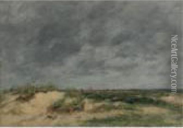 La Dune A Berck Oil Painting - Eugene Boudin