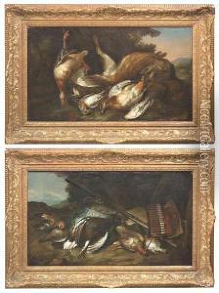 Still Life With Birds Oil Painting - Ferdinand Phillip de Hamilton