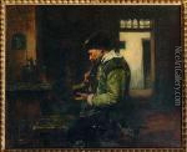 Interieur De Taverne Avec Un Soldat Fumant Oil Painting - Ferdinand Victor Leon Roybet