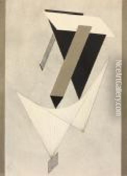 Proun Iii - Blatt 3 Der I. Kestnermappe, Proun Oil Painting - Eliezer Markowich Lissitzky