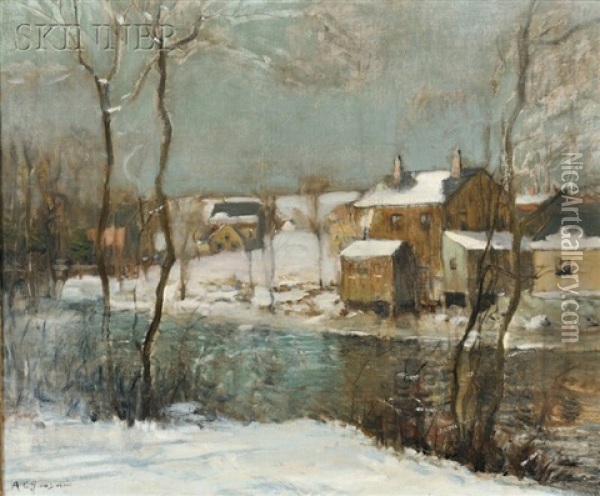 The Neponset River In Winter Oil Painting - Arthur Clifton Goodwin