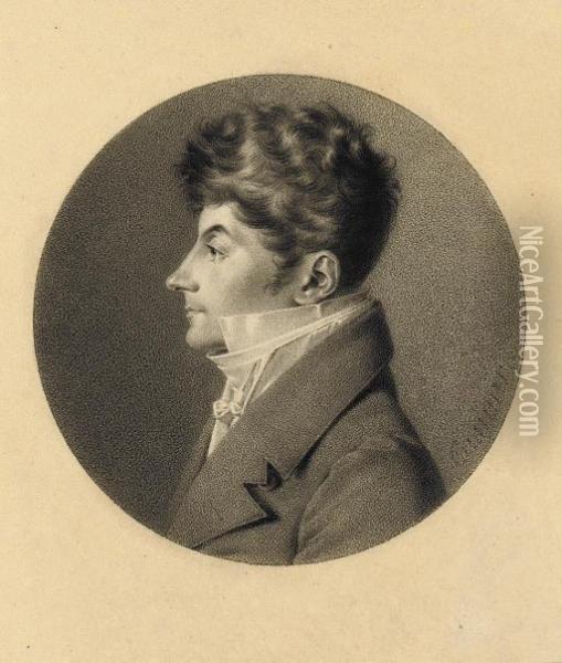 Portrait Of Jean-philippe Bronner, Bust-length, In Profile To The Left Oil Painting - Jean-Jacques Karpff (Casimir)