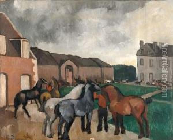  Le Haras Du Pin, 1924  Oil Painting - Andre Mare