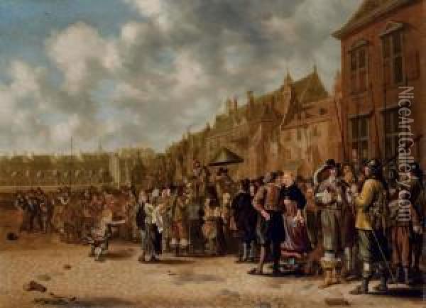 La Place Du Mauritshuis A La Haye Oil Painting - Sybrand Van Beest