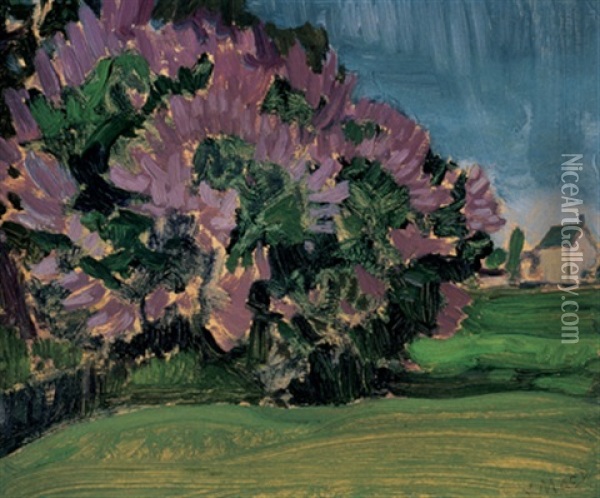 Lilac Bush At Thornhill House Oil Painting - James Edward Hervey MacDonald