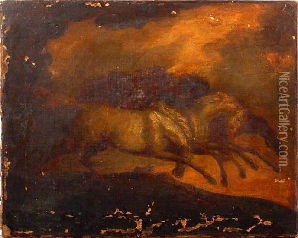 A Study For Five Horses Oil Painting - James Ward