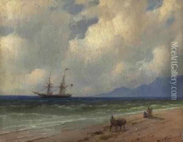 On The Shore Oil Painting - Ivan Konstantinovich Aivazovsky