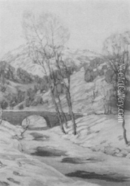 Winter Snow Scene Oil Painting - Walter Koeniger