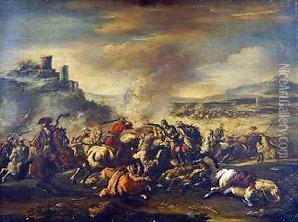 Combat of the Cavalry 2 Oil Painting - Jacques Courtois