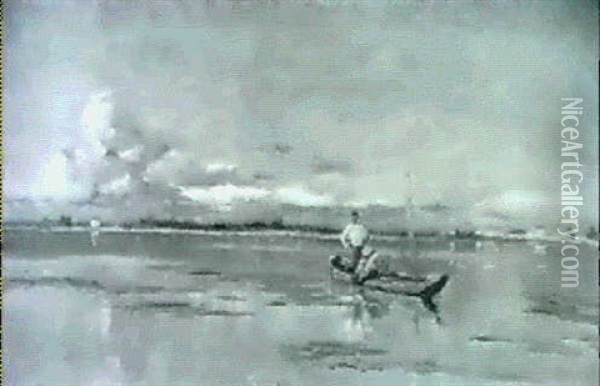 Une Barque Sur L'estuaire Oil Painting - Frank Myers Boggs