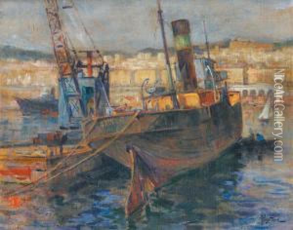 Port Et Ville D'alger Oil Painting - Alexandre Rigotard