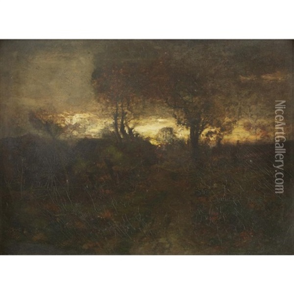 Dusk Tonalist Landscape Oil Painting - John Francis Murphy