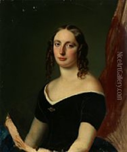 Portrait Of Sofie Schulin Oil Painting - August Heinrich Georg Schiott