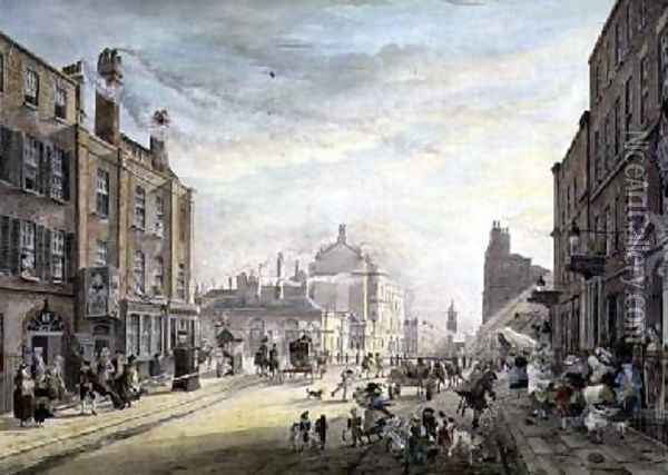 A View Towards Hanover Square from Holles Street London 1775 Oil Painting - James Miller