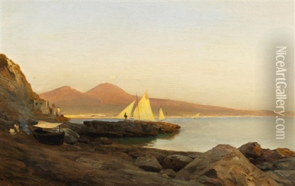 Morgenstille An Der Kuste Vor Neapel Oil Painting - Albert Flamm