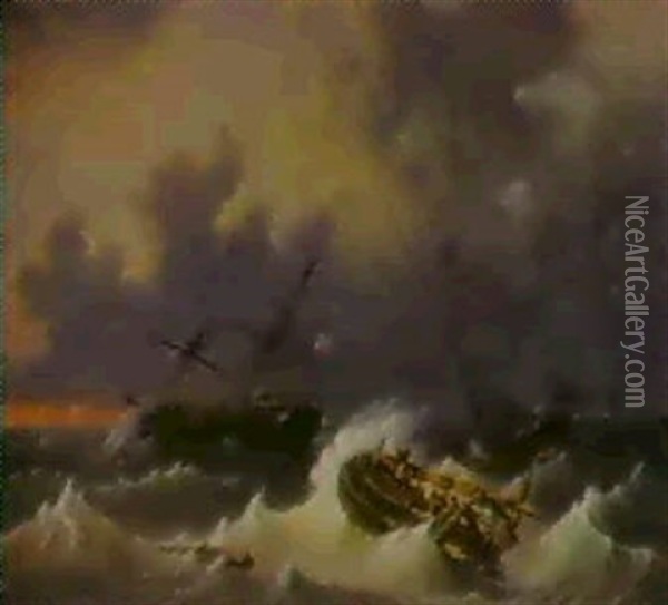 Marine Oil Painting - George Willem Opdenhoff
