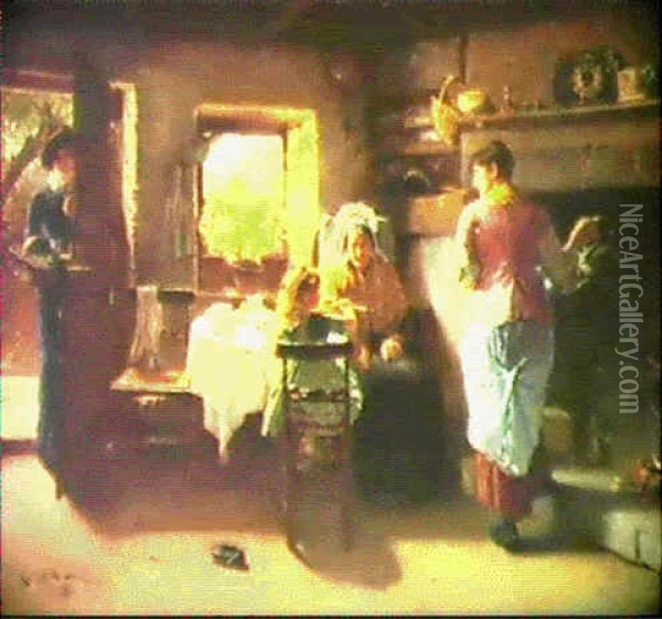 The Visit From The Vicarage Oil Painting - Carlton Alfred Smith