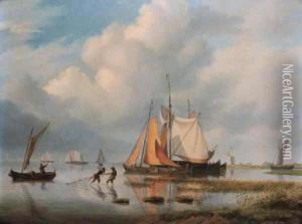 A Gentle Day On The Zuyder Zee Oil Painting - Nicolaas Bauer