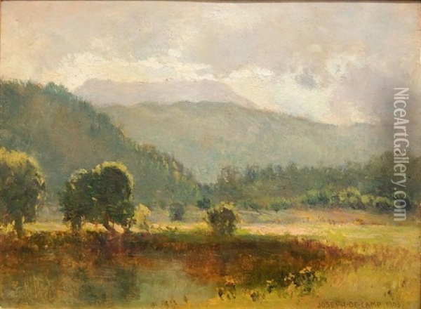 Landscape With Mountains In The Distance Oil Painting - Joseph De Camp