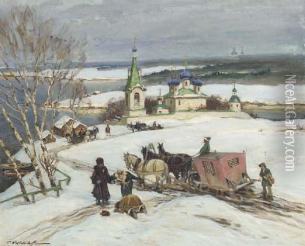 Russian Scene Oil Painting - Constantin Alexandr. Westchiloff