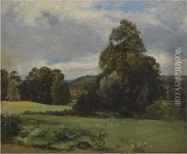 View Of The Entrance To Fen Lane Oil Painting - Lionel Constable