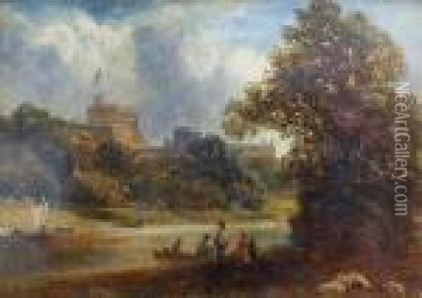 View Of Windsor Castle From Across The River Oil Painting - Thomas Whittle
