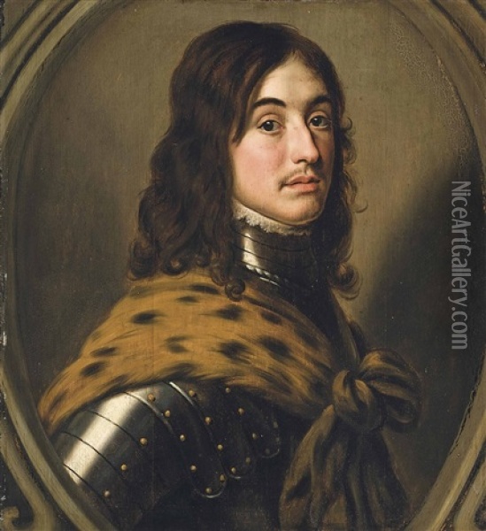 Portrait Of Prince Maurice Of The Palatinate (1620-1652), Count Palatine Of The Rhine, Half-length, In Armour, In A Feigned Oval Oil Painting - Gerrit Van Honthorst