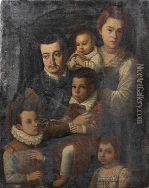 Portrait De Famille Oil Painting - Jacopo (da Empoli) Chimenti