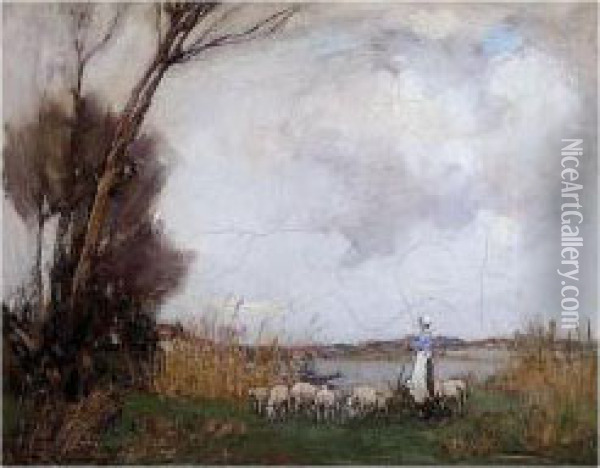 The Shepherdess Oil Painting - William Milne
