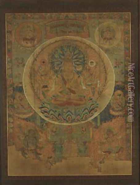 The Mandala of Sahasrabhuja Avalokitesvara, Tunhuang Oil Painting - Anonymous Artist