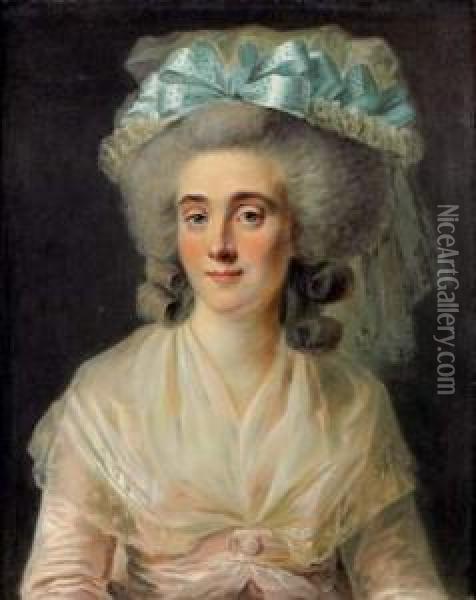Portrait D'une Jeune Femme Au Ruban Bleu Oil Painting - Johann Ernst, Julius Heinsius