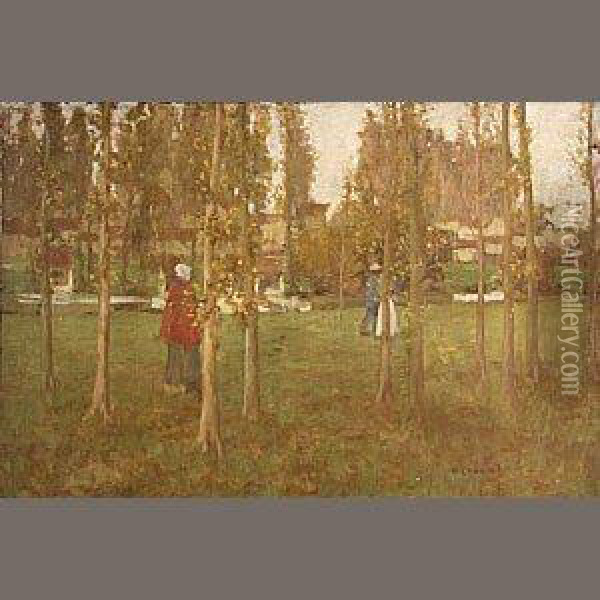 Figures Among Trees Oil Painting - David Gauld