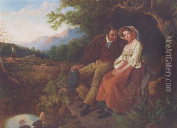 The Lovers Oil Painting - Edward John Cobbett