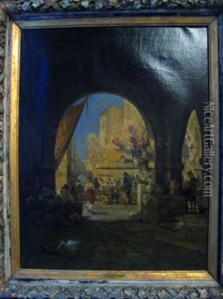 Scene De Marche Mediterraneen Oil Painting - Jean d' Alheim