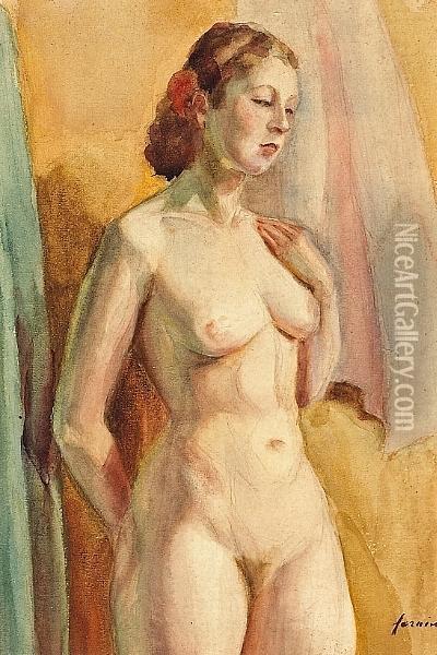A Study Of A Female Nude Oil Painting - Jean-Louis Forain