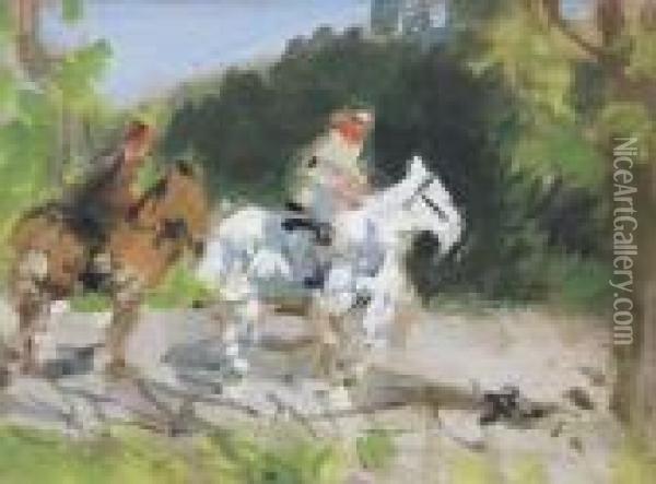Two Riders Oil Painting - Pierre Eugene Montezin