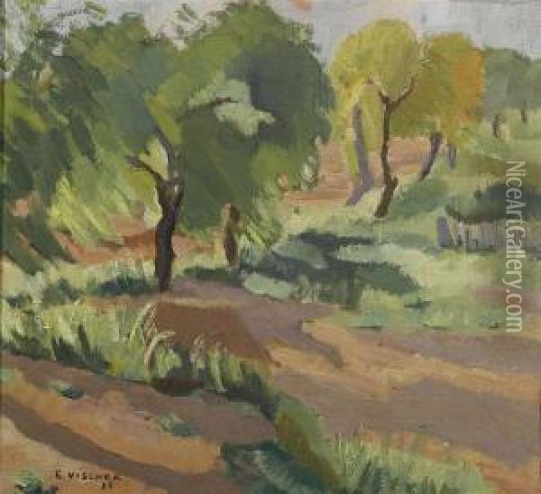 Landschaft Mit Baumen. 1930. Oil Painting - Emanuel Rudolf Vischer